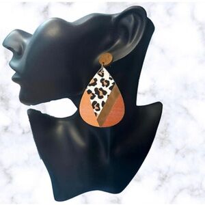 Tan combo animal print earrings